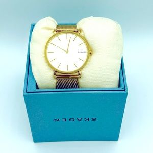 Skagen Gold Watch with White Face